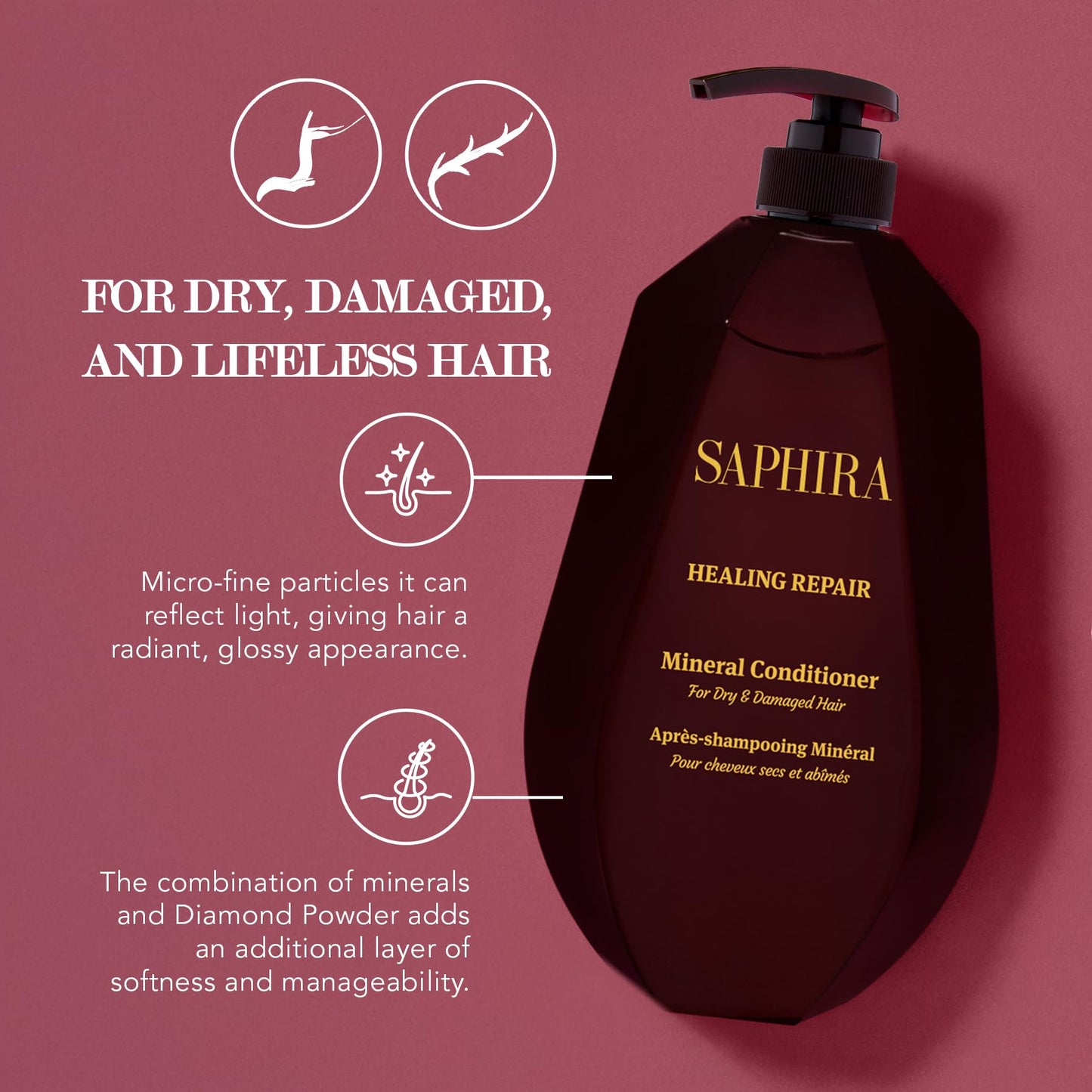 Saphira Healing Repair Conditioner 34oz / 1000ml – Nourishing Detangler & Repair