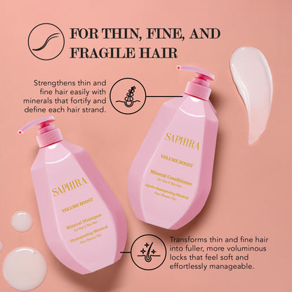 Saphira Volume Boost Shampoo & Conditioner Duo – 34oz/1L for Fuller Hair