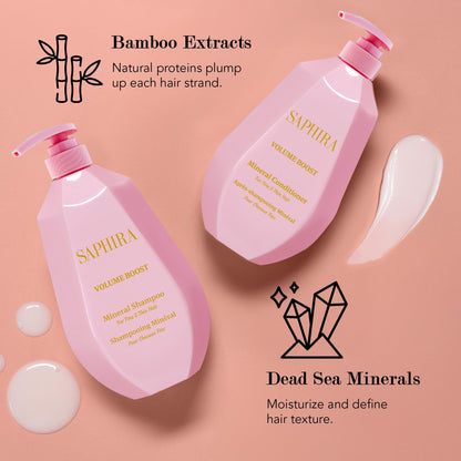 Saphira Volume Boost Shampoo & Conditioner Duo – 34oz/1L for Fuller Hair