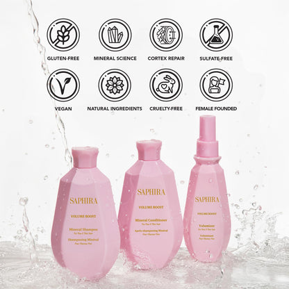 Saphira Volume Boost Kit — Shampoo, Conditioner & Volumizer
