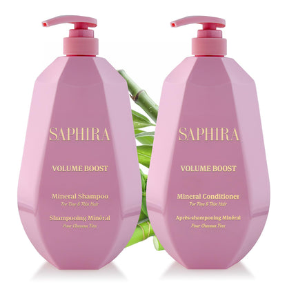 Saphira Volume Boost Shampoo & Conditioner Duo – 34oz/1L for Fuller Hair