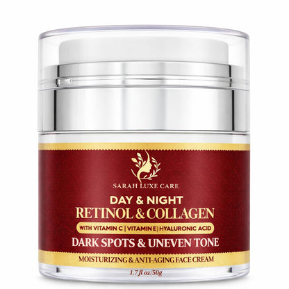 Sarah Luxe Care Dark Spot & Uneven Tone Cream | Retinol, Collagen & Hyaluronic Acid – 1.7 oz