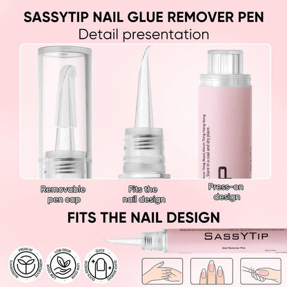 SASSYTIP Nail Glue Remover Pen – Acetone-Free, 30-Second Quick Removal (2 PCS)