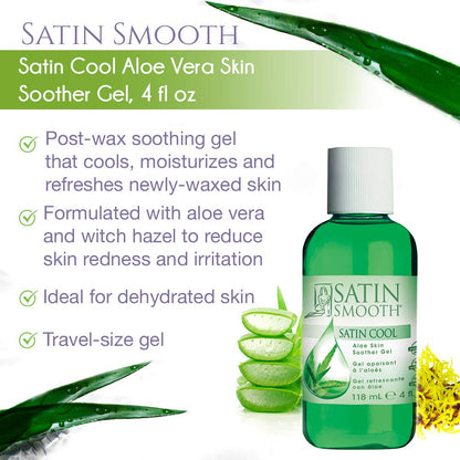 SATIN SMOOTH Satin Cool Aloe Vera Skin Soother Gel – 4 fl oz, 2-Pack