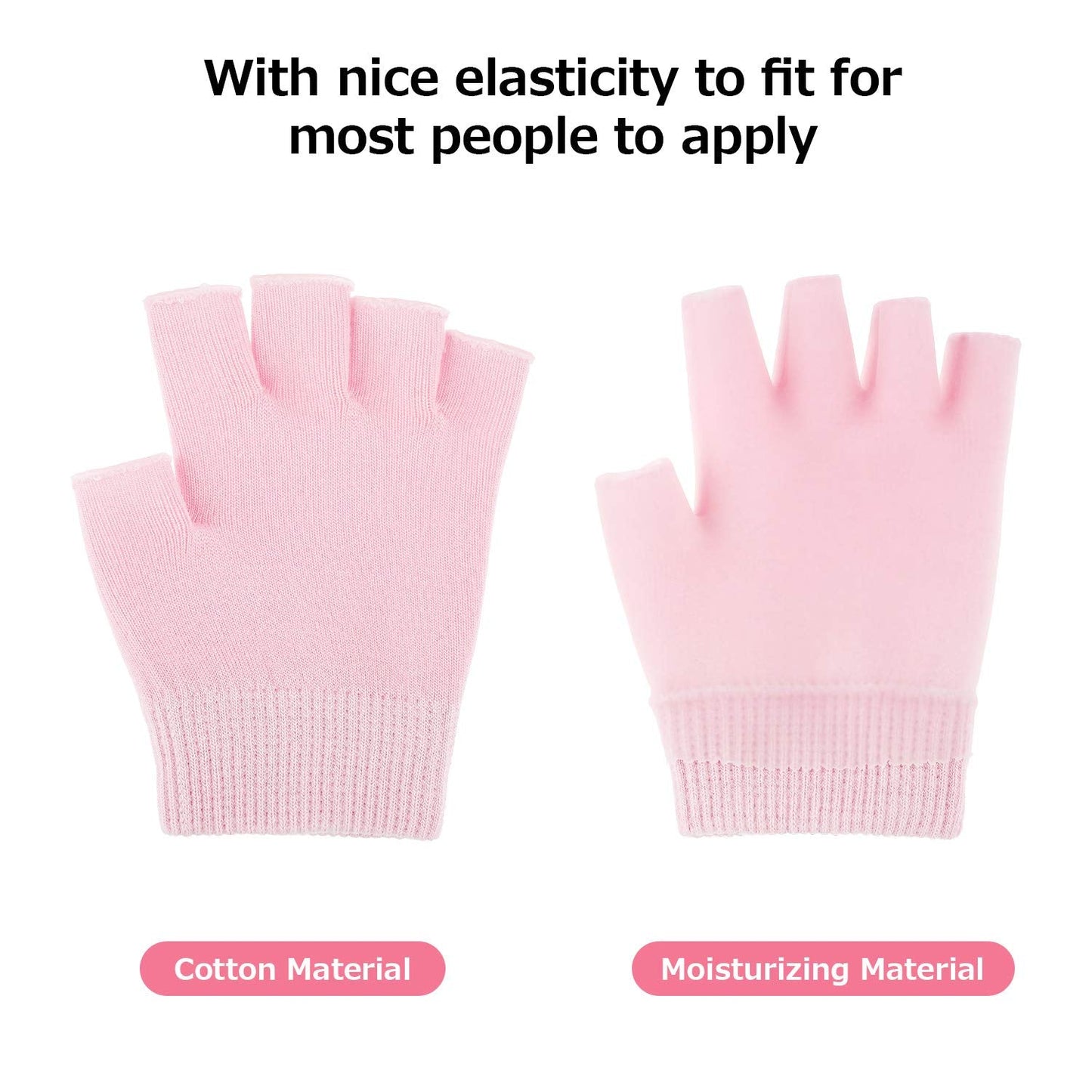 SATINIOR 2 Pairs Fingerless Moisturizing Gloves – Cotton Soft Moisturizing Gloves (Pink & Black)