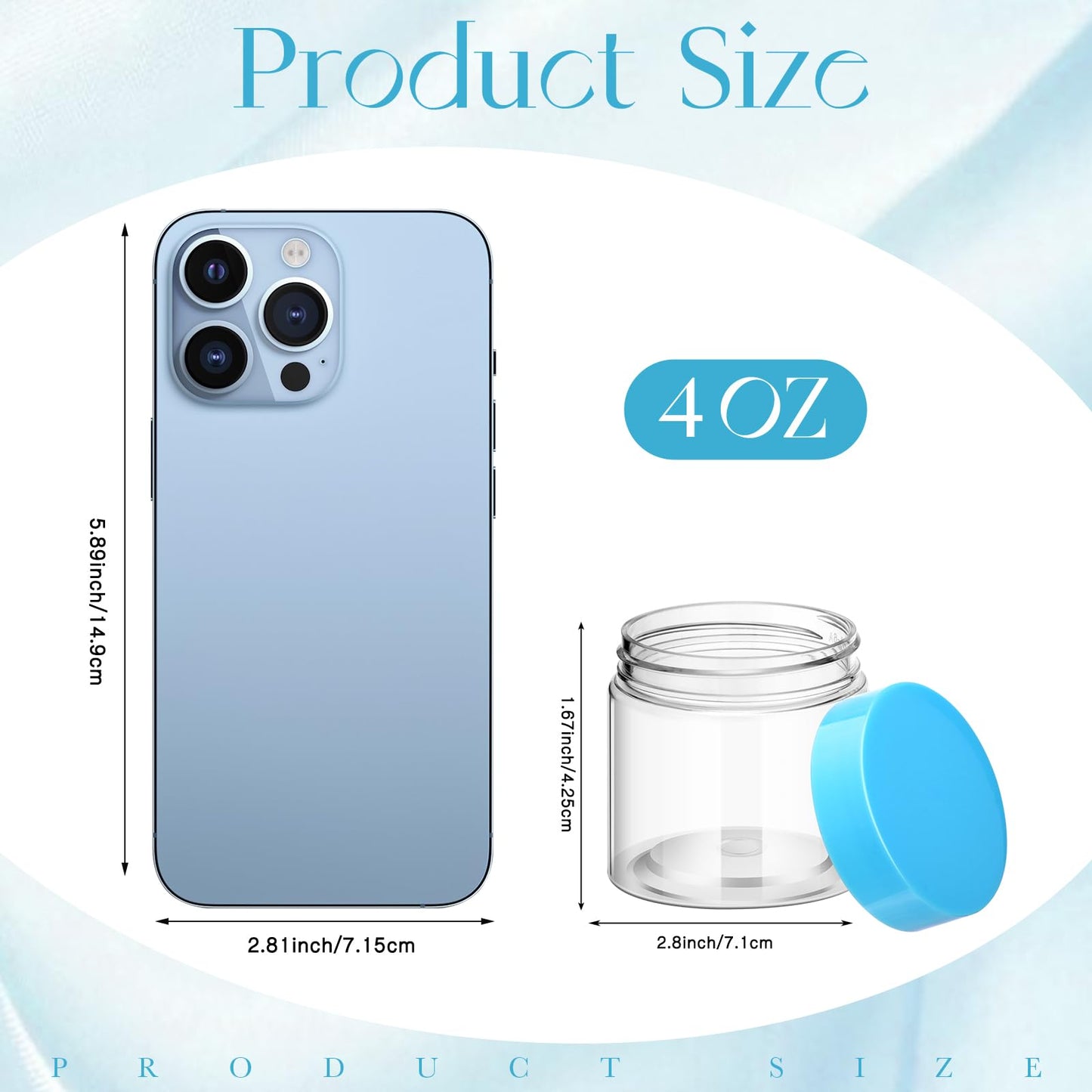 SATINIOR 36-Pack 4 oz Plastic Jars with Lids – Wide Mouth, Airtight, Reusable (Blue)