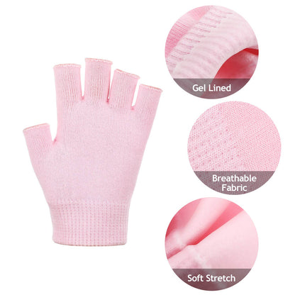 SATINIOR 2 Pairs Fingerless Moisturizing Gloves – Cotton Soft Moisturizing Gloves (Pink & Black)