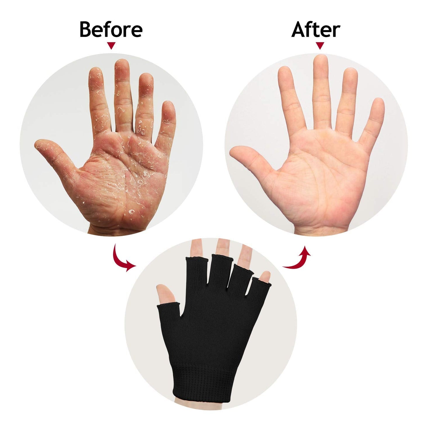 SATINIOR 2 Pairs Fingerless Moisturizing Gloves – Cotton Soft Moisturizing Gloves (Pink & Black)