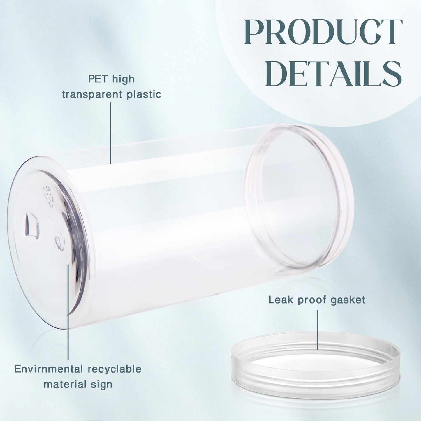 SATINIOR 12 Pack 32 oz Clear Plastic Jars with Lids – Refillable, Leakproof Containers