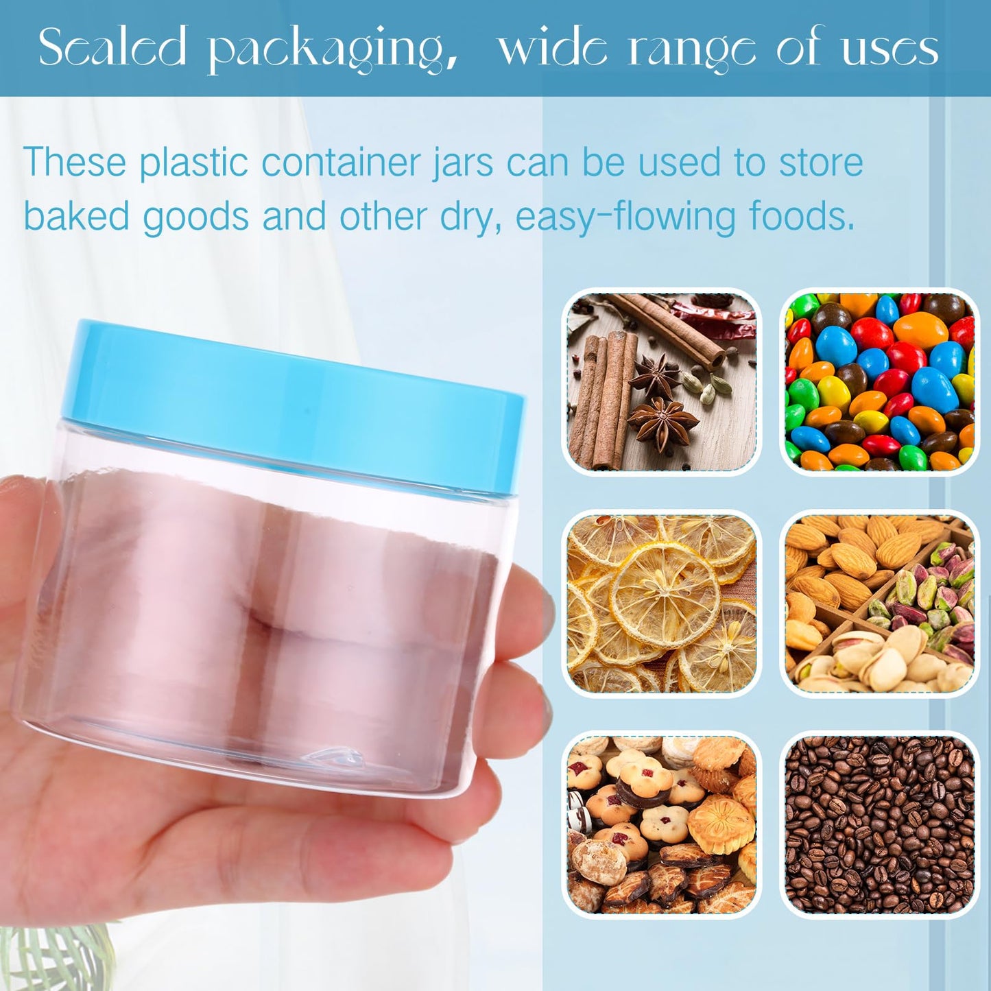 SATINIOR 36-Pack 4 oz Plastic Jars with Lids – Wide Mouth, Airtight, Reusable (Blue)