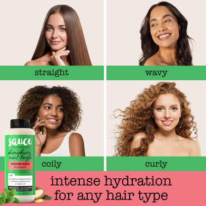 SAUCE Beauty Intense Repair Shampoo – Chimichurri Mint Tingle, Argan Oil, Paraben & Sulfate Free (10 fl oz)