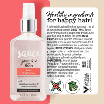 SAUCE BEAUTY Jasmine Bliss Hair Fragrance – 5.2 oz, Jasmine & Saffron, UV Protection