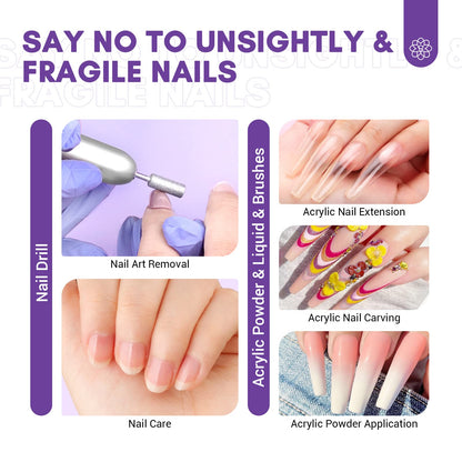 SAVILAND Acrylic Nail Kit with Drill Included – Clear, White & Pink Colors for DIY Nail Extensions