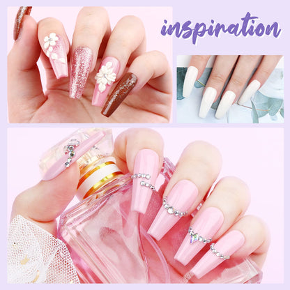 SAVILAND Acrylic Nail Kit with Drill – 15g White Pink Clear Powders + 60ml Monomer + 100 Nail Forms & Tools