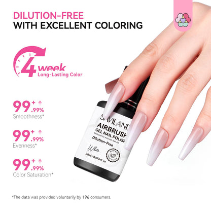SAVILAND Airbrush Gel Nail Polish White – Dilution-Free, HEMA-Free, 20 ml, No Clogging, Non-Acetone for Ombre and French Nail Art