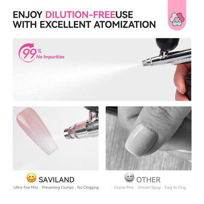 SAVILAND Airbrush Gel Nail Polish White – Dilution-Free, HEMA-Free, 20 ml, No Clogging, Non-Acetone for Ombre and French Nail Art