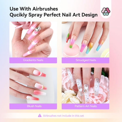 SAVILAND Airbrush Gel Nail Polish Set – Hema-Free, 30ml, No-Dilution, 12 Colors for Nail Art