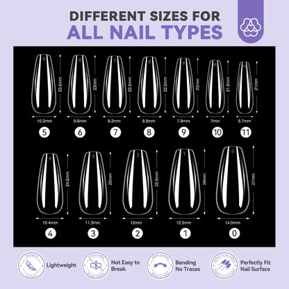 SAVILAND Gel Nail Kit with UV Light | At-Home Manicure Set with 500 Short Coffin Tips, 4-in-1 Glue, Drill & Mini Lamp