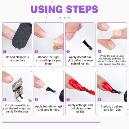 SAVILAND Gel Nail Glue with Lamp Duo – 15ml Glue + UV/LED Nail Lamp for DIY Extensions