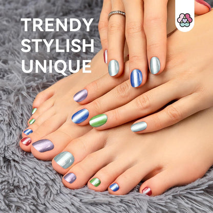 SAVILAND Metallic Nail Polish Set – Chrome, 12+2 Colors with Base & Top Coat