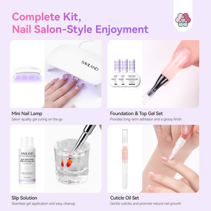 SAVILAND Poly Gel Nail Kit for Starter — 36 Colors, Slip Solution, Mini UV/LED Lamp | All-in-1 Kit