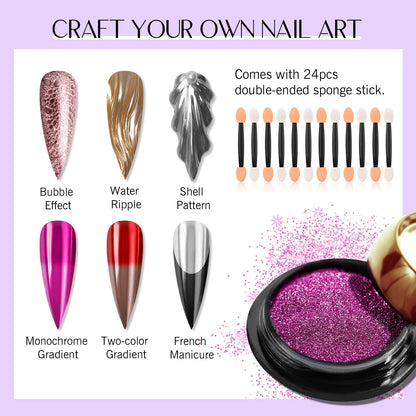 SAVILAND Chrome Nail Powder Set: 24 Metallic Colors for Gel, Acrylic & Nail Art