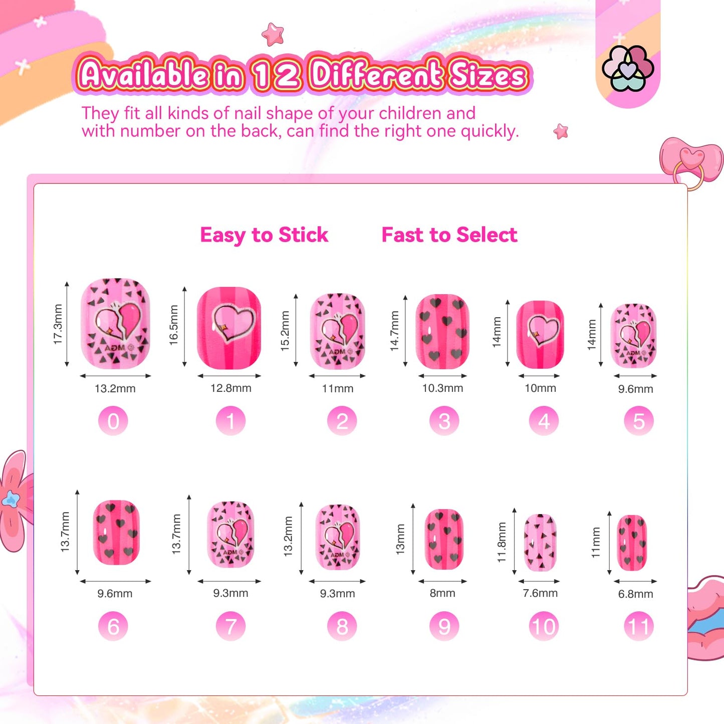 SAVILAND Kids Press-On Nails — 168PCS, 7 Styles, Safe ABS Material, 8–12 Years