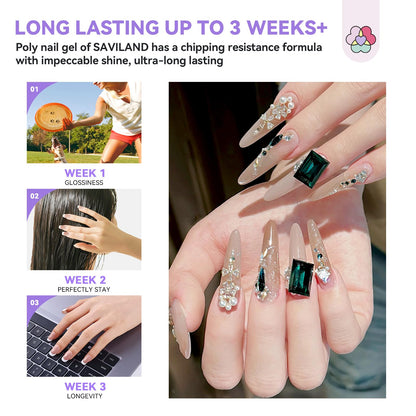 SAVILAND Poly Gel Nail Kit – 36 Colors Starter Set with Mini UV Lamp, Slip Solution & Tools