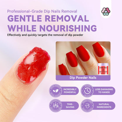 SAVILAND Dip Powder Remover 2 Pcs – Gentle At-Home Nail Removal Kit with Cuticle Oil Pen & Tools