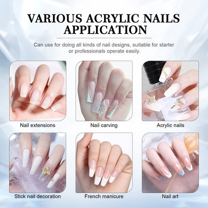 SAVILAND White Acrylic Nail Powder 150g – Large Capacity for DIY & Salon Use (No Lamp Needed)