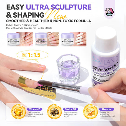 SAVILAND Professional Acrylic Nail Kit for Beginners – Complete Set with Drill & Lamp