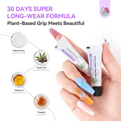 SAVILAND Solid Nail Glue Gel & Remover Kit — 10-Pack Travel-Ready Press-On Nails Tool Set