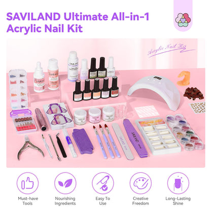 SAVILAND Essentials Acrylic Nail Kit for Beginners | All-in-1 Set