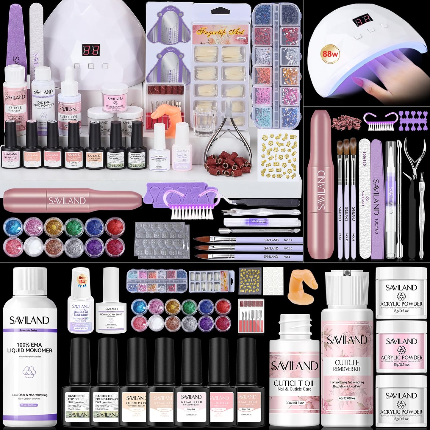 SAVILAND Essentials Acrylic Nail Kit for Beginners | All-in-1 Set
