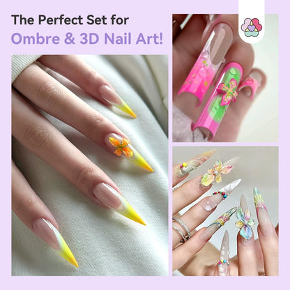 SAVILAND 3D Patting Gel Polish Kit: 9-Color Ombre & 3D Flower Mold
