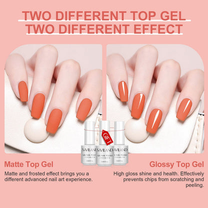 SAVILAND Gel Nail Polish Kit – 30 Pastel Colors + Base & Glossy Matte Top Gels