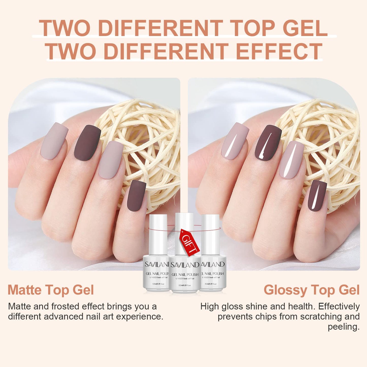 SAVILAND 33Pcs Gel Nail Polish Set – Soak-Off UV/LED with Base & Top Gels