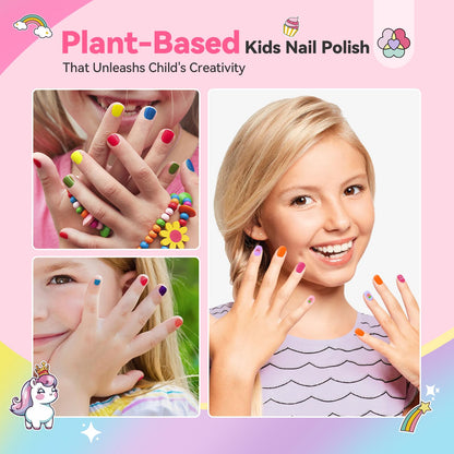 SAVILAND Glamkids 12-Color Quick-Dry Nail Polish Set – Water-Based Peel-Off, Non-Toxic for Kids 5–12
