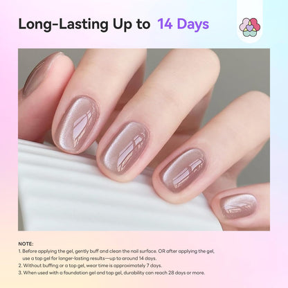 SAVILAND One-Step Gel Nail Polish Kit – Lilac Haze Cat Eye 5-in-1 Gel with Mini UV Lamp (15ml)