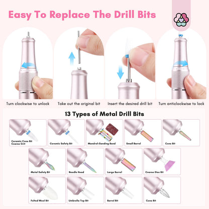 SAVILAND Professional Nail Drill – 40000 RPM Portable Electric Nail File for Salon & Home