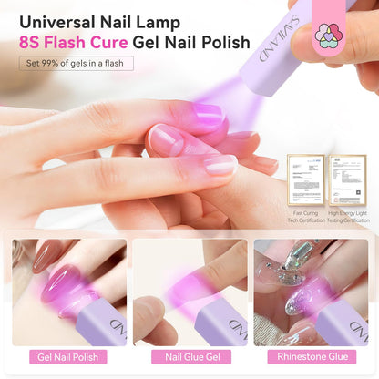 SAVILAND UV Light for Gel Nails – 8s Flash Cure, 12W Handheld Lamp, 360° Rotatable, USB-C Rechargeable