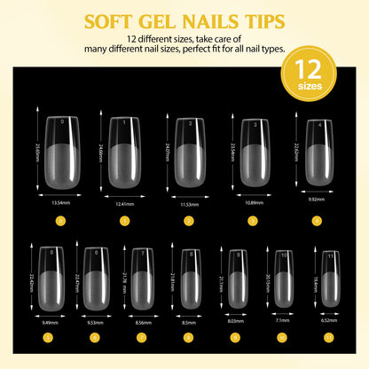 SAVILAND Gel Nail X Kit – 500 Square Tips, 4-in-1 Glue Gel, Mini Lamp & 20,000 RPM Drill