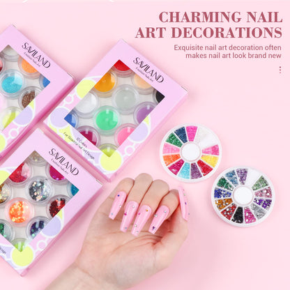 SAVILAND Essentials Acrylic Nail Kit for Beginners – 120ml Monomer, Glitter Powder, Nail Drill & UV Lamp