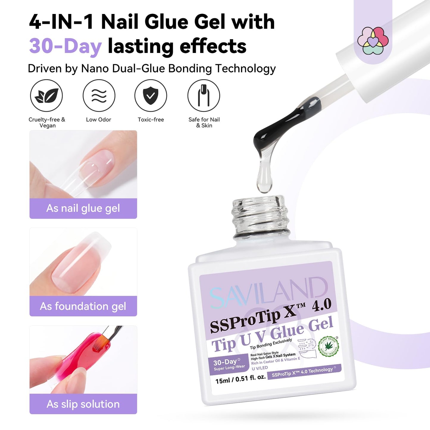 SAVILAND Pro Gel Nail Kit with Drill – Short Almond Tips, 12 Sizes, 500 PCS, Dual-Light Lamp
