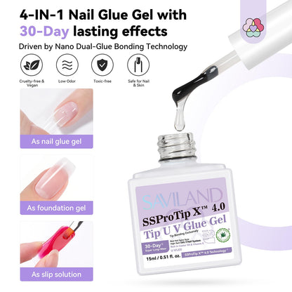 SAVILAND Pro Gel Nail Kit with Drill – Short Almond Tips, 12 Sizes, 500 PCS, Dual-Light Lamp