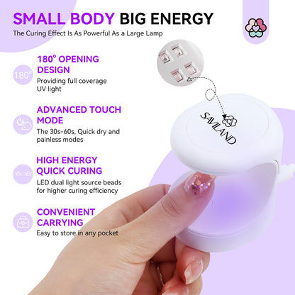 SAVILAND Quick-dry Builder Nail Gel Kit – Clear & Pink Gels with Mini UV Light