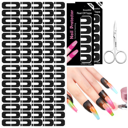 SAVILAND Nail Polish Protector for Fingers - 100 Pcs U-Shaped Cuticle Guards for Nail Art, Gel Polish & UV Protection