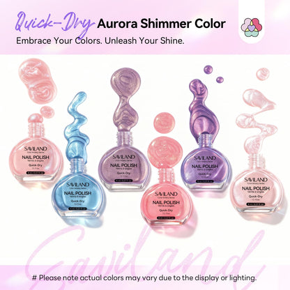 SAVILAND Pearl Nail Polish Set – Quick-Dry 12-Free Aurora (6 Shimmer Colors)