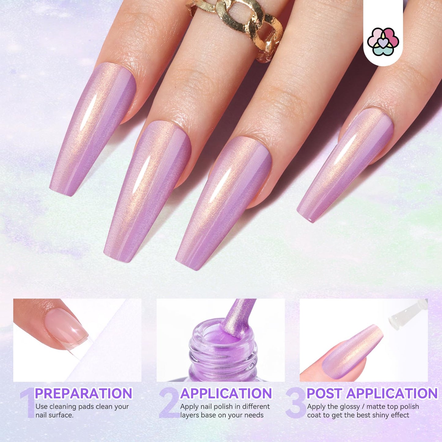SAVILAND Pearl Nail Polish Set – 12 Aurora Shimmer Colors + Base & Top Coat