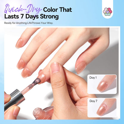 SAVILAND Pink Nude Nail Polish Set – 6 Quick-Dry Shimmer & Pearl Pink Lacquers (8ml)